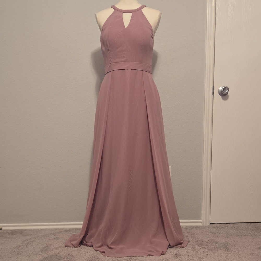 Azazie Pink Halter Maxi Gown for Prom